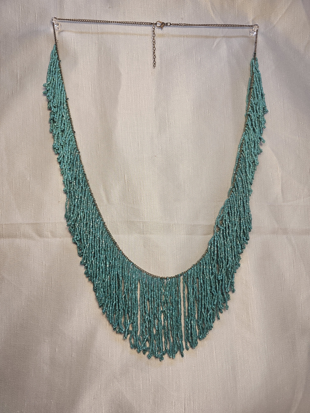 Turquoise Beaded Fringe Necklace - Women Jewelry